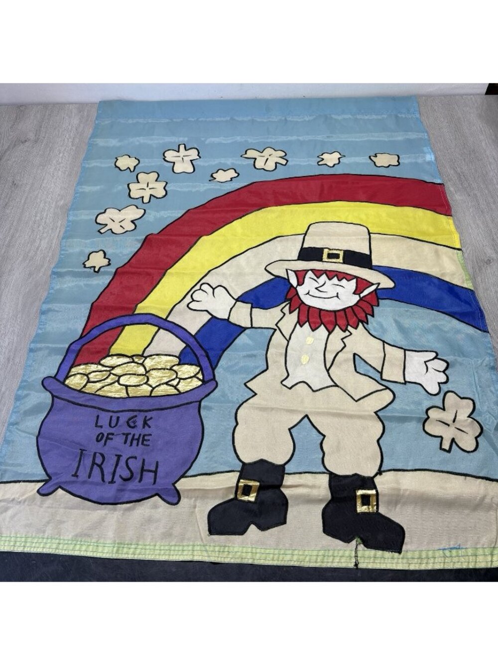 Vintage St. Patrick's Day Leprechaun Outdoor House Garden Flag Holiday 28”x40”